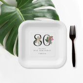 80th Birthday Simple Elegant Tropical Invitation Papieren Bordje