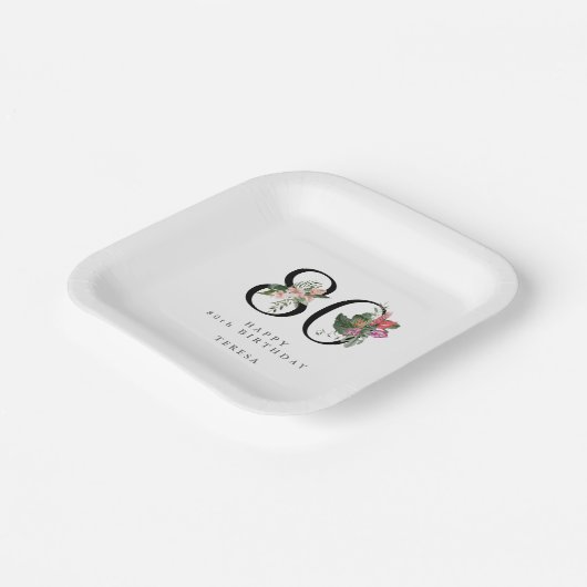 80th Birthday Simple Elegant Tropical Invitation Papieren Bordje (Gebogen)