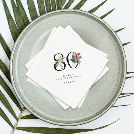 80th Birthday Simple Elegant Tropical Invitation Servet