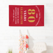 80th Birthday Standards Rood en Goud Voeg Jouw naa Spandoek (Insitu)