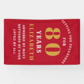 80th Birthday Standards Rood en Goud Voeg Jouw naa Spandoek (Horizontaal)
