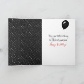 80th Birthday Stick Figuur Girl met ballon Kaart (Binnen)