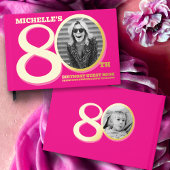 80th birthday two photos hot pink gold gastenboek