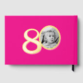 80th birthday two photos hot pink gold gastenboek (Achterkant)