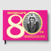 80th birthday two photos hot pink gold gastenboek (Voorkant)