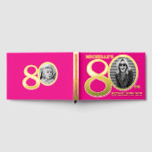 80th birthday two photos hot pink gold gastenboek (Volledig)