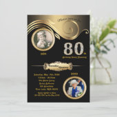 80th, Birthday Woman 80th, art deco, zwart goud Kaart (Staand voorkant)