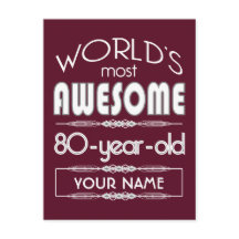80th Birthday Worlds Best Fabulous Dark Red