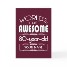 80th Birthday Worlds Best Fabulous Dark Red