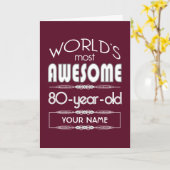 80th Birthday Worlds Best Fabulous Dark Red Kaart (Gele Bloem)