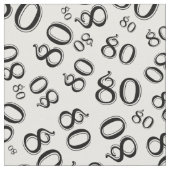 80th Cool Number Pattern Black en White 80 Stof (Close Up)