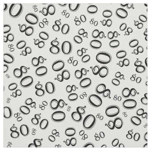 80th Cool Number Pattern Black en White 80 Stof (Swatch)