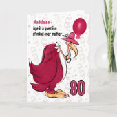 80th Funny Birthday Pink Buzzard met Name Kaart (Voorkant)