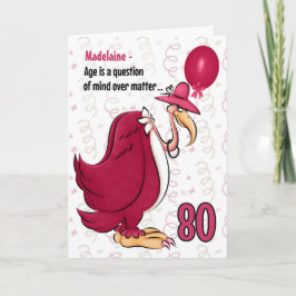 80th Funny Birthday Pink Buzzard met Name Kaart