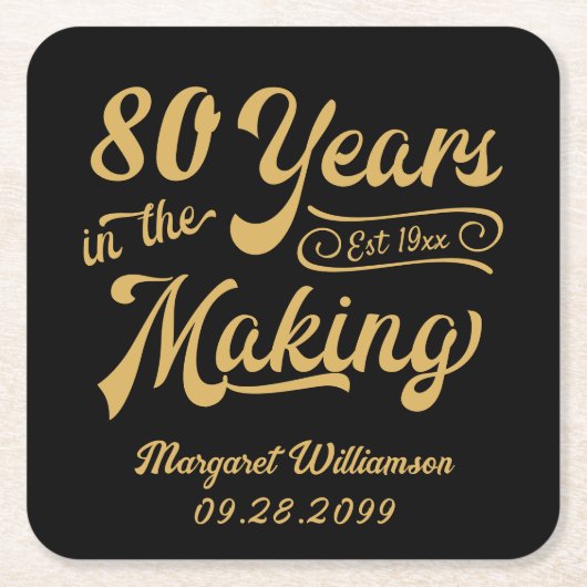 80th of Om het even welke Verjaardag Retro Jaren i Kartonnen Onderzetters (Voorkant)