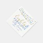 80th partij papier servet decoratie, glitter blauw (Hoek)