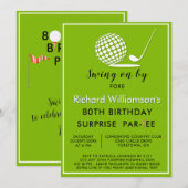 80th Surprise Birthday Party Men's Golf Theme Kaart (Voorkant / Achterkant)