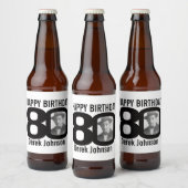 80th Verjaardag aangepaste foto naam label Bier Etiket (Flessen)