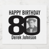 80th Verjaardag aangepaste foto naam label Bier Etiket (Enkel label)