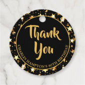 80th Verjaardag Zwart Goud Sterren BEDANKT Bedankjes Labels (Voorkant)