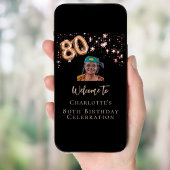 80th Verjaardag zwart roos gouden foto ster welkom Poster