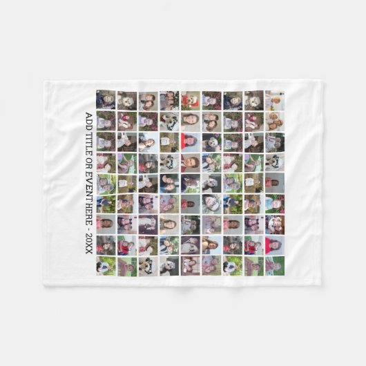 81 Foto Collage Raster - Aangepaste Tekst - Wit Fleece Deken (Voorkant (Horizontaal))