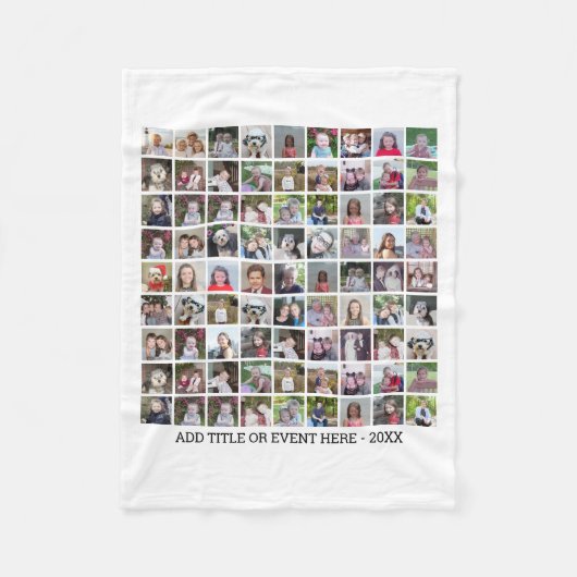 81 Foto Collage Raster - Aangepaste Tekst - Wit Fleece Deken (Voorkant)