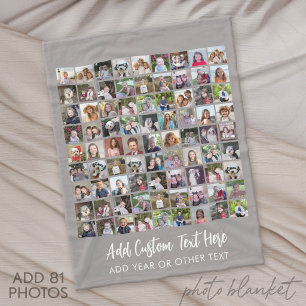 81 foto-collageraster met tekst - grijs fleece deken