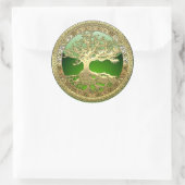 [81] Golden Celtic Tree of Life [3D] Ronde Sticker (Tas)