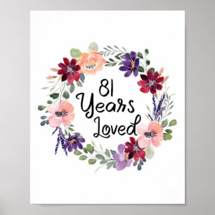 81 jaar Geliefde Bloemen 81ste Verjaardag Vrouwen Poster