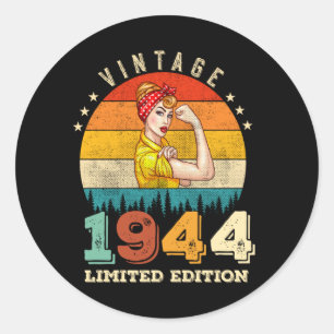 81 jaar oude Bday 1944 Vintage 81ste verjaardag vr Ronde Sticker