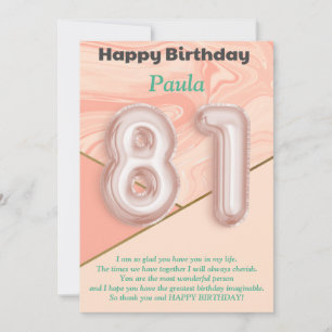 81-jarige meisjes Happy Birthday-kaart