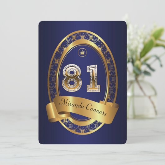 81, man verjaardagsfeestvrouw, elegante kleur kaart (Staand voorkant)