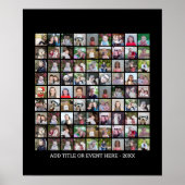 81 Square Photo Collage Grid - aangepaste tekst -  Poster (Voorkant)