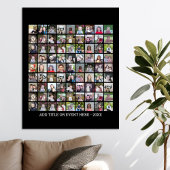 81 Square Photo Collage Grid - aangepaste tekst -  Poster
