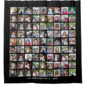 81 Square Photo Collage Grid met tekst - zwart Douchegordijn (Voorkant)