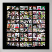 81 Square Photo Collage Grid met tekst - zwart Poster (Voorkant)