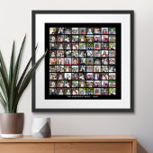 81 Square Photo Collage Grid met tekst - zwart Poster