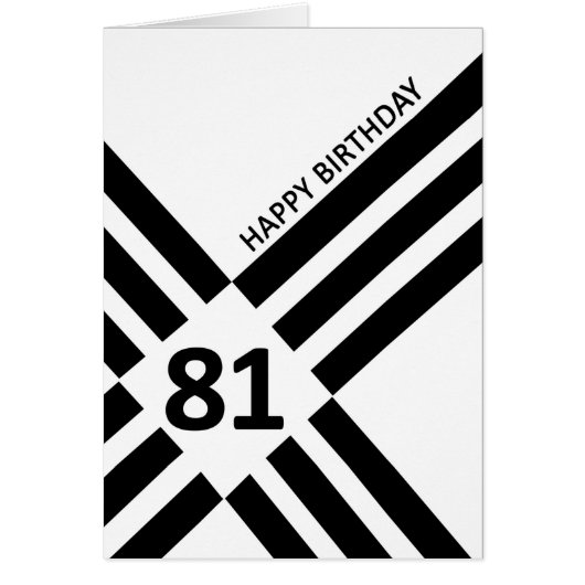 81e diagonaal ontwerp zwarte lijn Birthday (Voorkant)