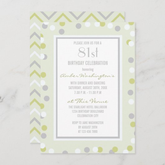 81e groene en grijze poladots en schaafkoppen kaart (Voorkant / Achterkant)