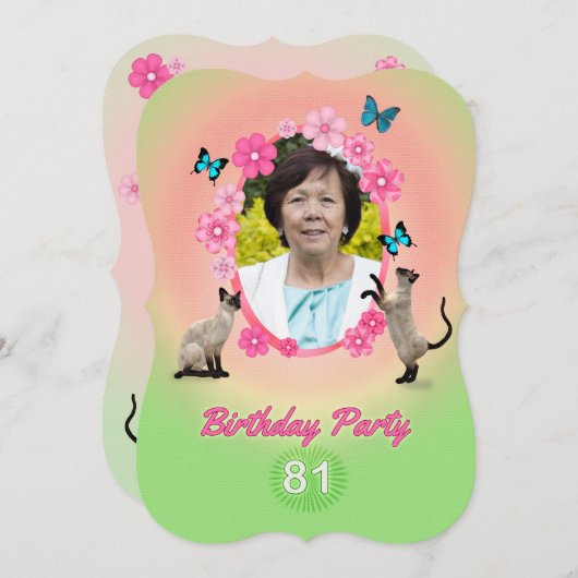 81e uitnodiging van de Birthday Party (Voorkant / Achterkant)