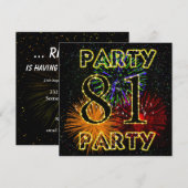 81e uitnodiging voor verjaardagsfeestje met vuurwe (Voorkant / Achterkant)
