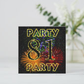 81e uitnodiging voor verjaardagsfeestje met vuurwe (Staand voorkant)