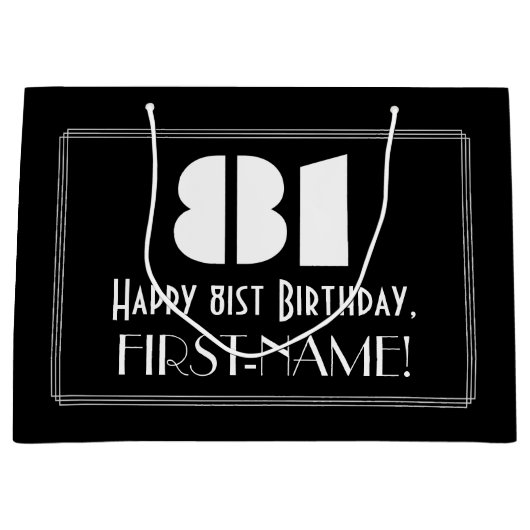 81e verjaardag ~ Art Deco geïnspireerd look "81" + Groot Cadeauzakje (Voorkant)