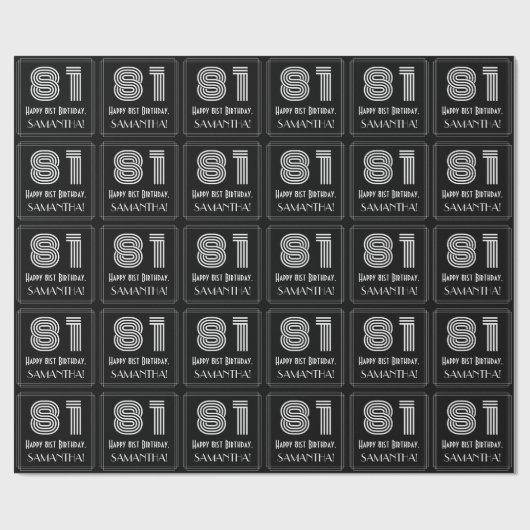 81e verjaardag: Art Deco geïnspireerde look "81" w Cadeaupapier (Vlak)