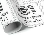 81e verjaardag: Art Deco geïnspireerde stijl "81"  Cadeaupapier (Rol Hoek)
