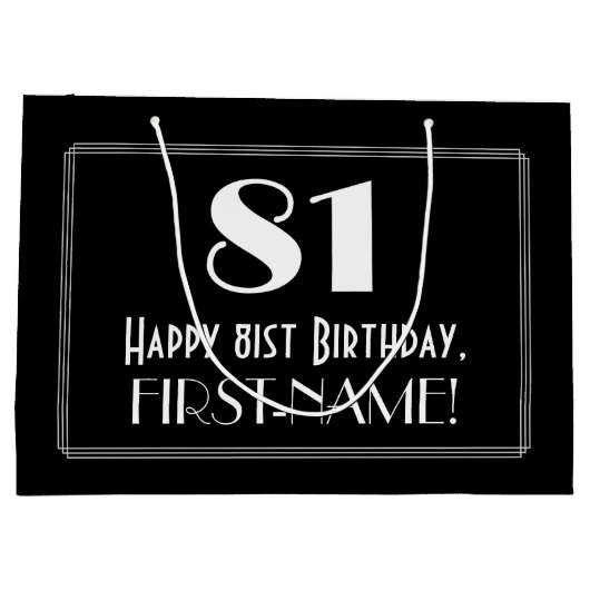 81e verjaardag: Art Deco geïnspireerde stijl "81", Groot Cadeauzakje (Achterkant)