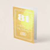 81e verjaardag ~ Art Deco stijl "81" & aangepaste  Folie Kaarten (Voorkant)