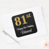 81e verjaardag - Elegante luxe Faux Gold look # Vierkante Sticker (Envelop)
