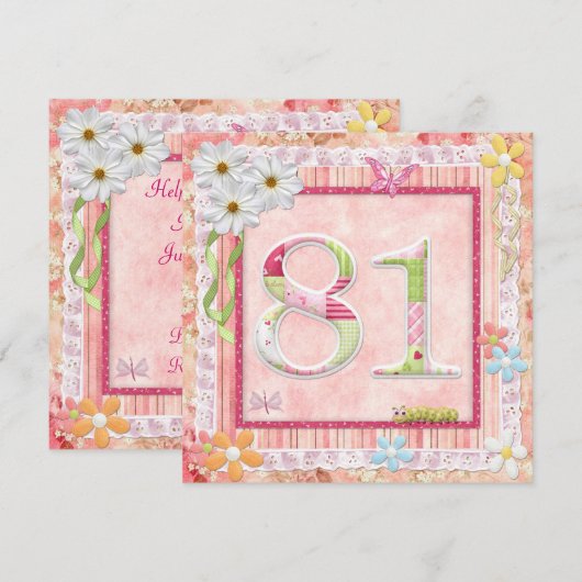 81e verjaardag feest scrapbooking stijl kaart (Voorkant / Achterkant)
